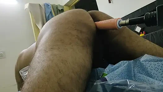 Indian desi gay bottom doggy style dildo sex machine fucking