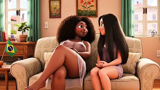 Güzel zenci Brezilyalı bebek en iyi arkadaşını karşılamak için evi lekesiz bırakıyor