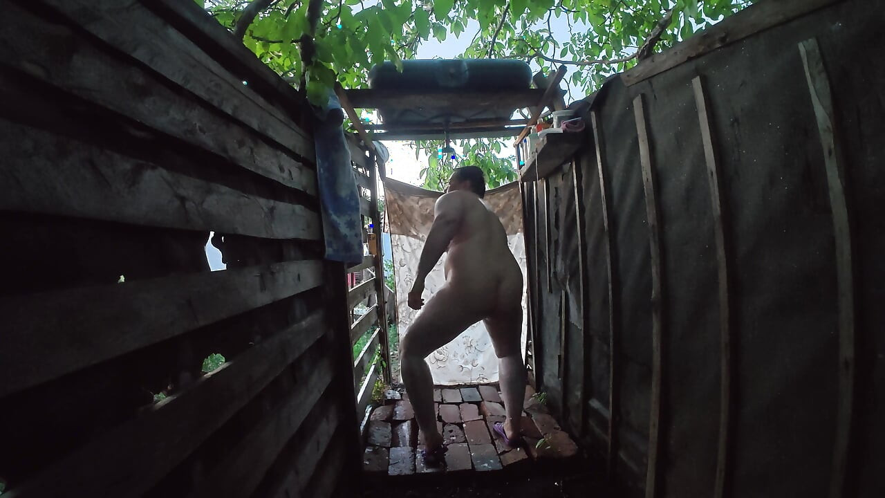 Tanya in Distant Peeping View Outdoor Village Shower