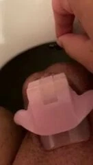 sissy Lizzy flushing away her manhood for Daddy