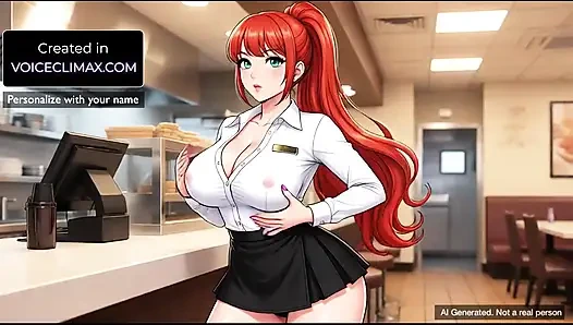 Die frau, die am fast-food-Counter arbeitet, verführt mich mit dampfenden wichsanleitungen - F4M wichsanleitung