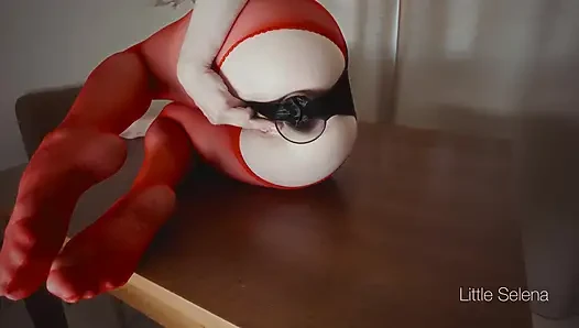 Anal Fisting in Red Pantyhose