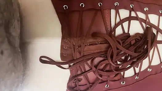 Fed cum from her creampied ass