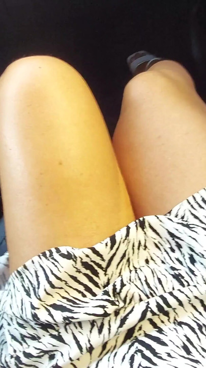 My wife shows off her beautiful legs in the car in the morning on the way to the office | Clip 1
