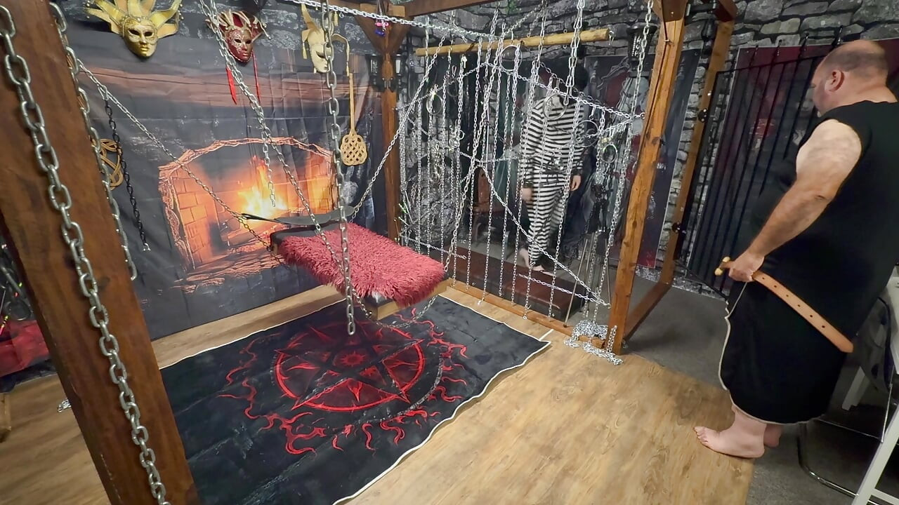 Part 1:- Lanista Bear & Domina Satana takes Well-Hung in the dungeon for the first time.