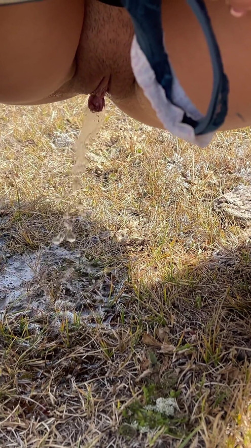 A compilation of public pissing and creampies in nature! Road trip! POV! | Clip 1