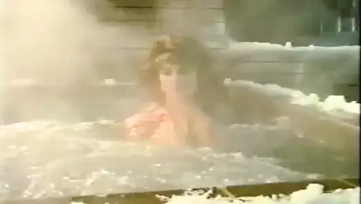 Nude woman shocked in hot tub