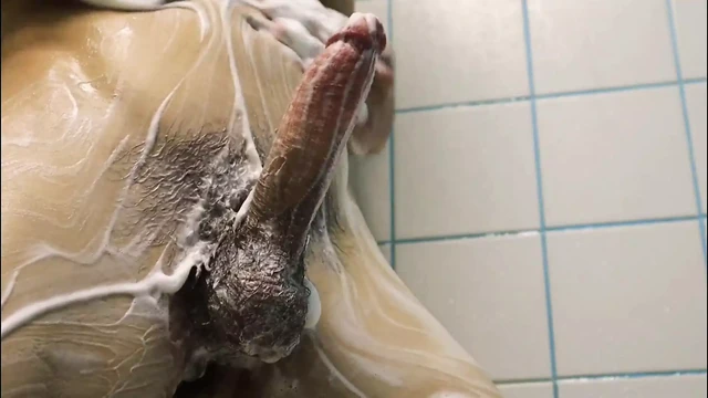 beautiful cock massage in the shower