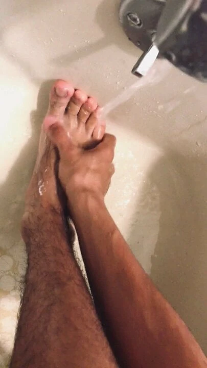 Washing my Hairy Foot
