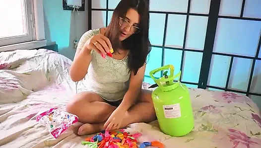 First Time Playing with Helium Balloons - Bunny Looner