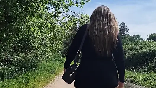 Beautiful big ass Latina in sexy dress walks through the woods when she is surprised by a neighbor!