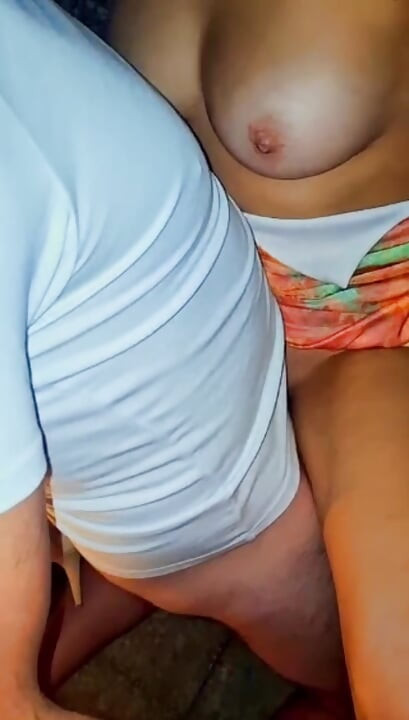 Horny milf has risky sex in stranger's garden with husband