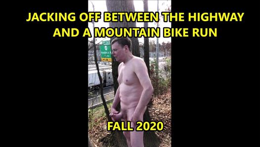 Jo entre l'autoroute et le sentier de vélo de montagne automne 2020