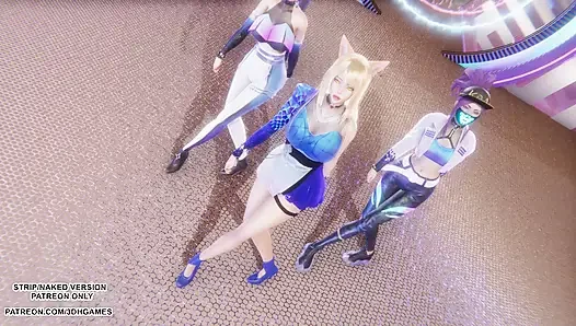 MMD KPop Охотники на демонов - HUNTRX - Золотой Ahri Kaali Kaisa, сексуальная Kpop, танец лиги легенд, хентай без цензуры, 4K 60FPS