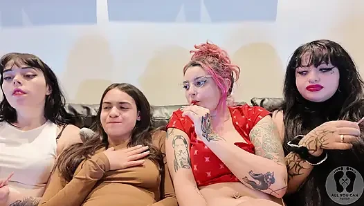 Four Girls Lollipop Chewing Gum Fetish Kissing Licking