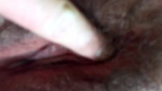 My creampie oozing out of a hairy BBW