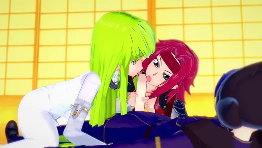 CC and Kallen have fun with Lelouch: Code Geass Parody