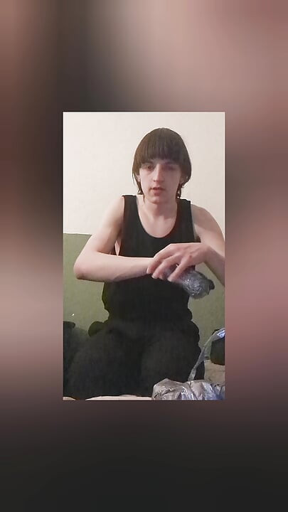 selfbondage mittens and dildo sucking