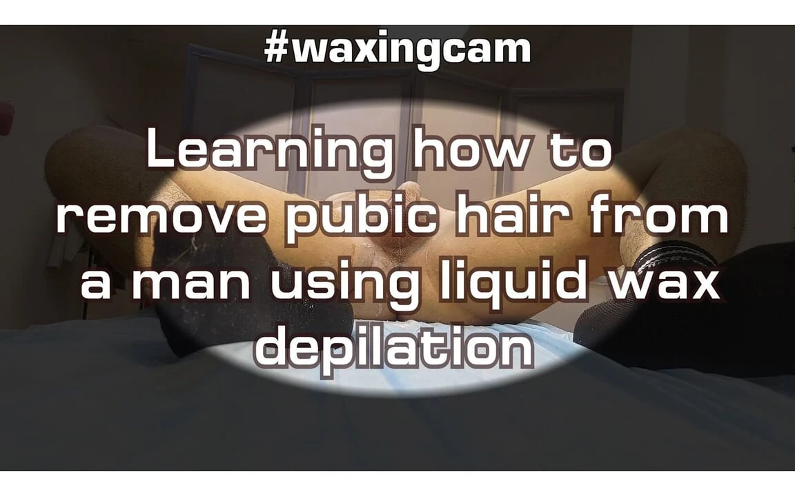 Learning How to Remove Pubic Hair From a Man Using Liquid Wax Depilation