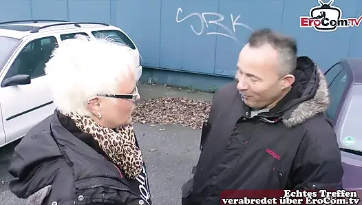German granny persuaded to have sex on the street
