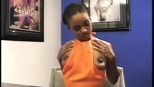 Young ebony bitch shaved cunt fucked with black dick then she squeezes out milk