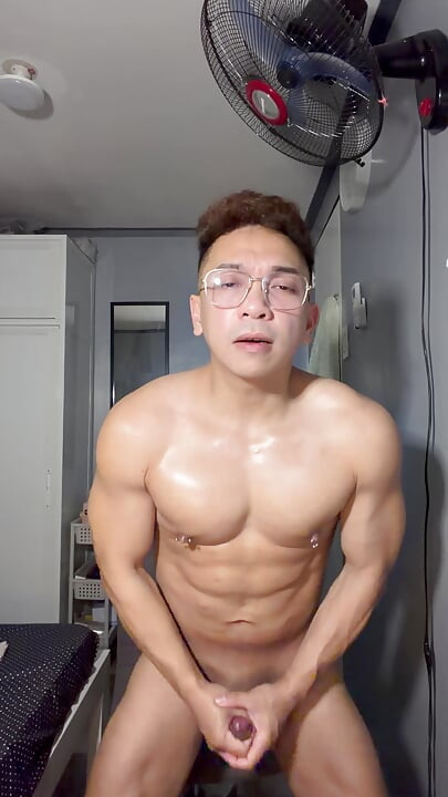 Filipino Muscle Twink Jerk Off, Cum eating & Nipples!  FLESHLAB Exclusive