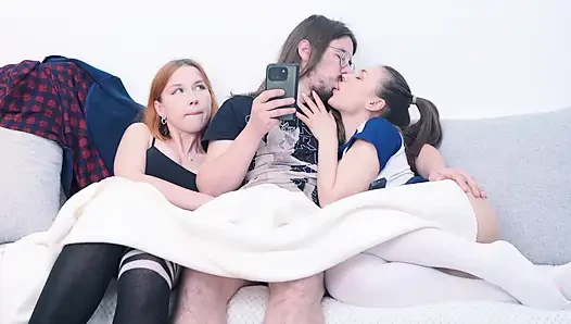 Step sister won't let her Step bro and his gf watch Netflix  Surprise Threesome