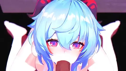 Genshin Impact - ganyu lagi asik nyepong kontol sampai muncrat - animasi hentai 3d
