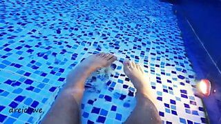 Foot fetish in a big pool