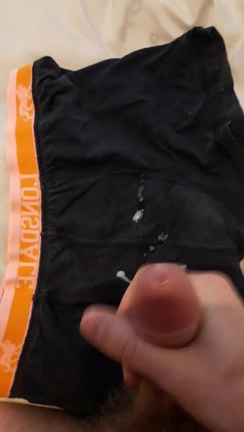 Cumming on black underwear