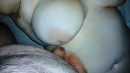 Cumming over wife's tits