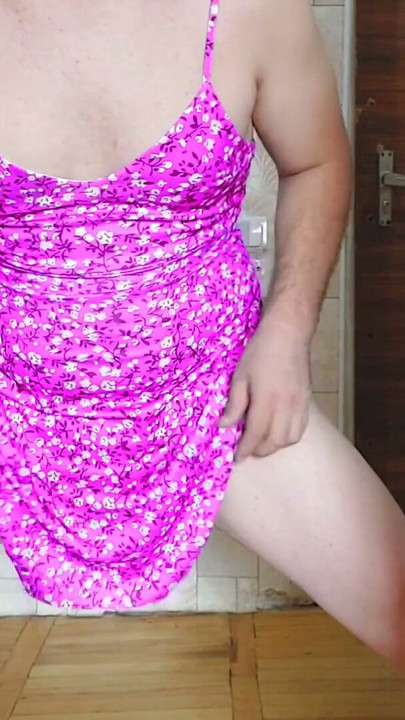Pink Sexy Sissy Dress White Legs | Clip 1