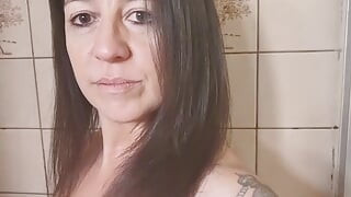 Big boobed brunette pees in her pantyhose