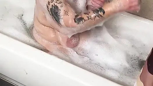 Naughty Bubbler Getting Soapy Masterbating in the Tub Her Pussy She Rubs