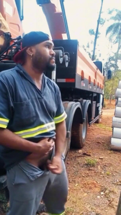 Worker Masturbating at the Construction Site Hidden Behind the Company Truck | Clip 1