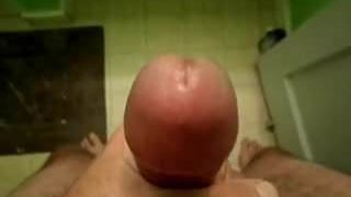 Huge cock head look down penis play