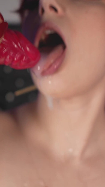 Red-haired Teen Gets Cum From Aliendildo All Over Her Hot Body in Slow Motion