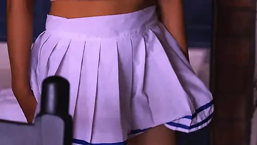 My stepsister sneaks into my room and sees me naked