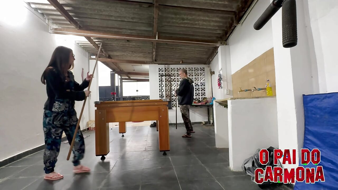 playing billiards leaving Bad Melli naked
