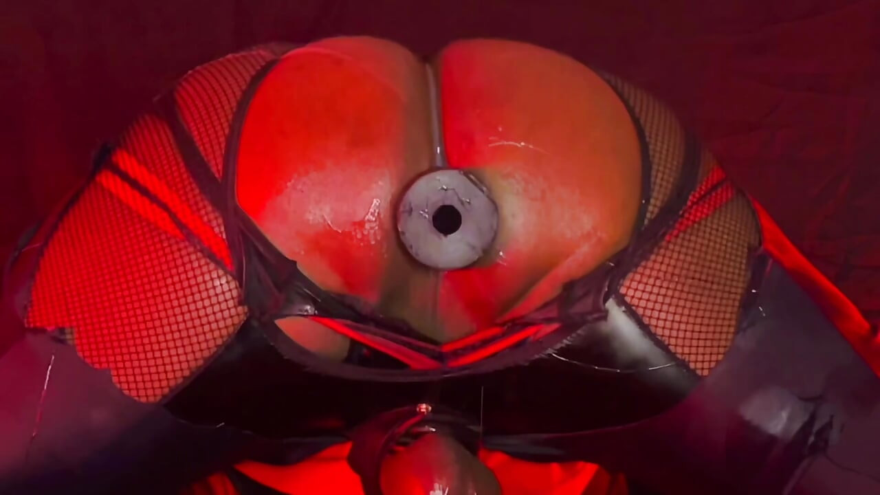 Juicy booty riding cone shaped dildo