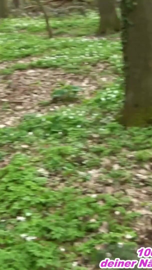 Chubby German milf having an outdoor blowjob in the woods with a stranger man | Clip 2