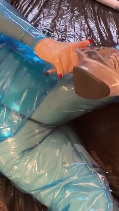 Jaw-dropping moment from "Blue Transparent PVC Plastic Masturbation"