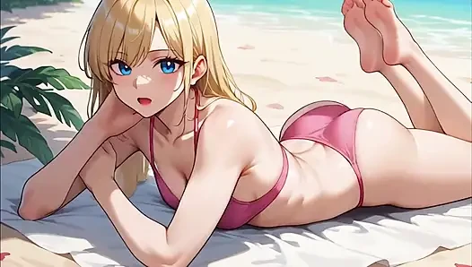 Sarışın plajda anime ai