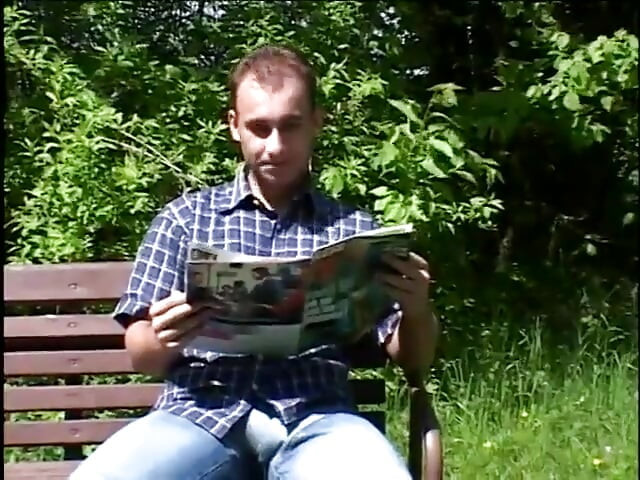 Two Guys Bang Brunette on Park Bench