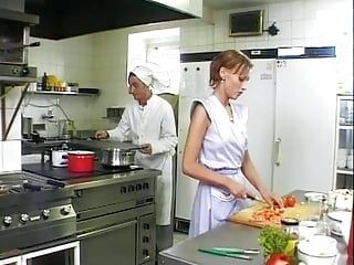 A slim German chick gets messy and fucked by a horny chef
