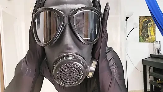 Nylon Zentai Catsuit and Gasmask Hot Encasement