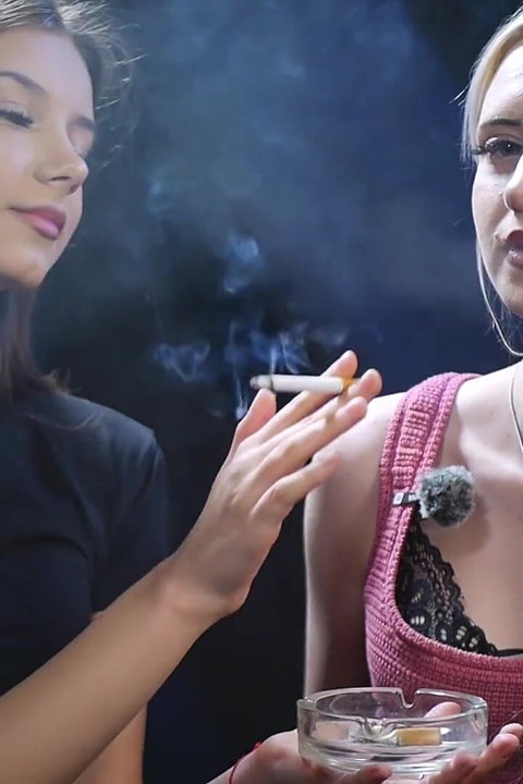 Two Girls Sharing a Cigarette in a Slow Intimate Smoking Session