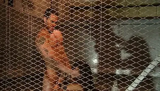 Delivers a steamy blowjob to her slave's cock in a BDSM affair