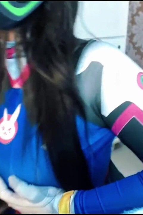 Emanuelly Raquel as Dva Cosplay Fucking and Sucking Cum in Mouth