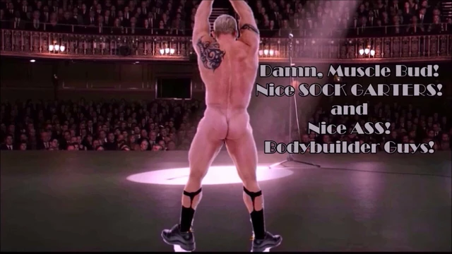 Bodybuilder Guys Clothes Disappear Wear Sock Garters Stage